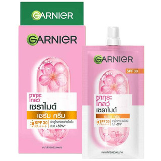 (กล่องX6ซอง) GARNIER สกิน แนทเชอรัลส์ ซากุระโกลว์ ไฮยาลูรอน เซรั่มครีม เอสพีเอฟ 30 พีเอ+++  7g(7285)