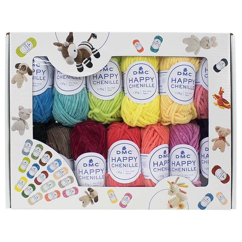 DMC Happy Chenille ชุด kit ถักตุ๊กตานุ่มนิ่ม Amigurumi ไหมมินิ 25 ม้วน