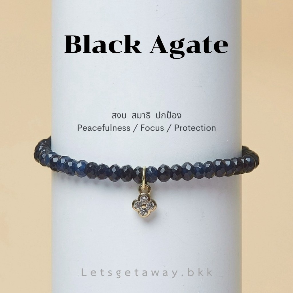LETSGETAWAY - Black Agate Premium Bangle Bracelet (Preorder 7 days) *ไม่ต้องเผื่อไซส์นะคะ*