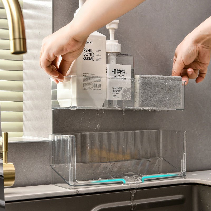 ชั้นวางของแบบตั้ง ที่วางฟองน้ำในครัว มีช่องระบายน้ำด้านล่าง - รูปที่ 4