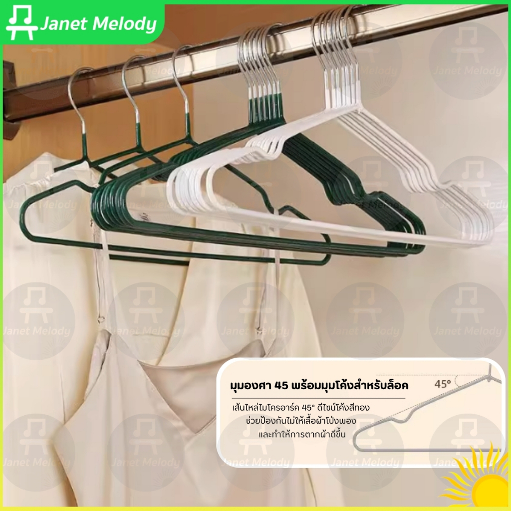 Janet ไม้แขวนเสื้อ ไม้แขวนสแตนเลส เคลือบซีลีโคนกันลื่น ขนาดใหญ่ 40x20cm ราคา ถูกที่สุด ดีลบีเคเค แกลเลอรีภาพที่ 2