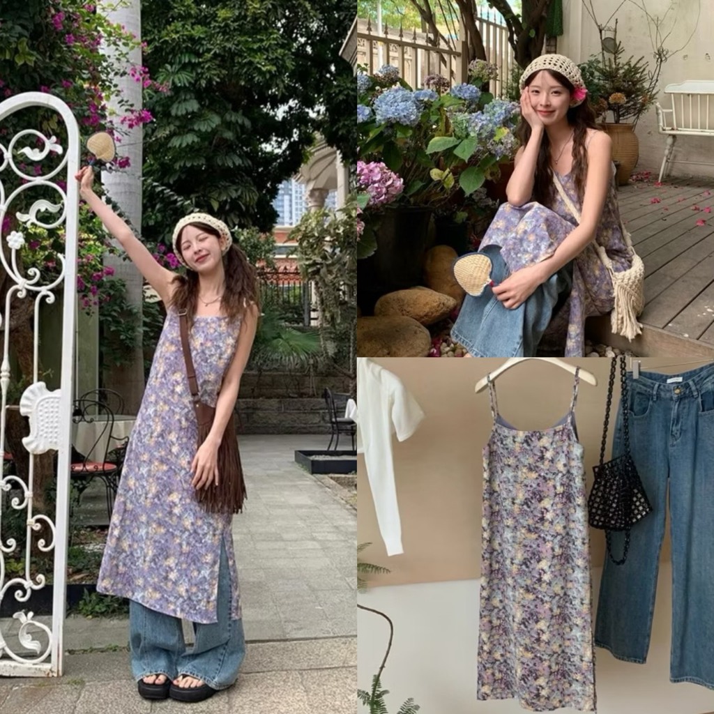 เดรสสายเดี่ยวลายดอกรุ่น 6682 TAG   Y.JIA STUDIO  🇰🇷