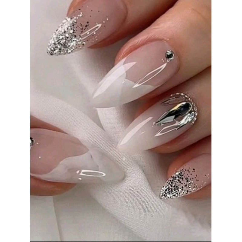 พร้อมส่ง💯 เล็บเจลสําเร็จรูป เล็บปลอมสําเร็จรูป เล็บปลอม 24 ชิ้น💢💢