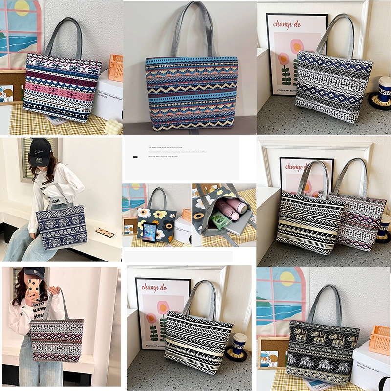 พร้อมส่ง🚛 กระเป๋าผ้า กระเป๋า tote bag กระเป๋าถือ แฟชั่นหลากสไตล์ ลายพิมพ์สวย ผ้าหนา ทนทาน รักษ์โลก