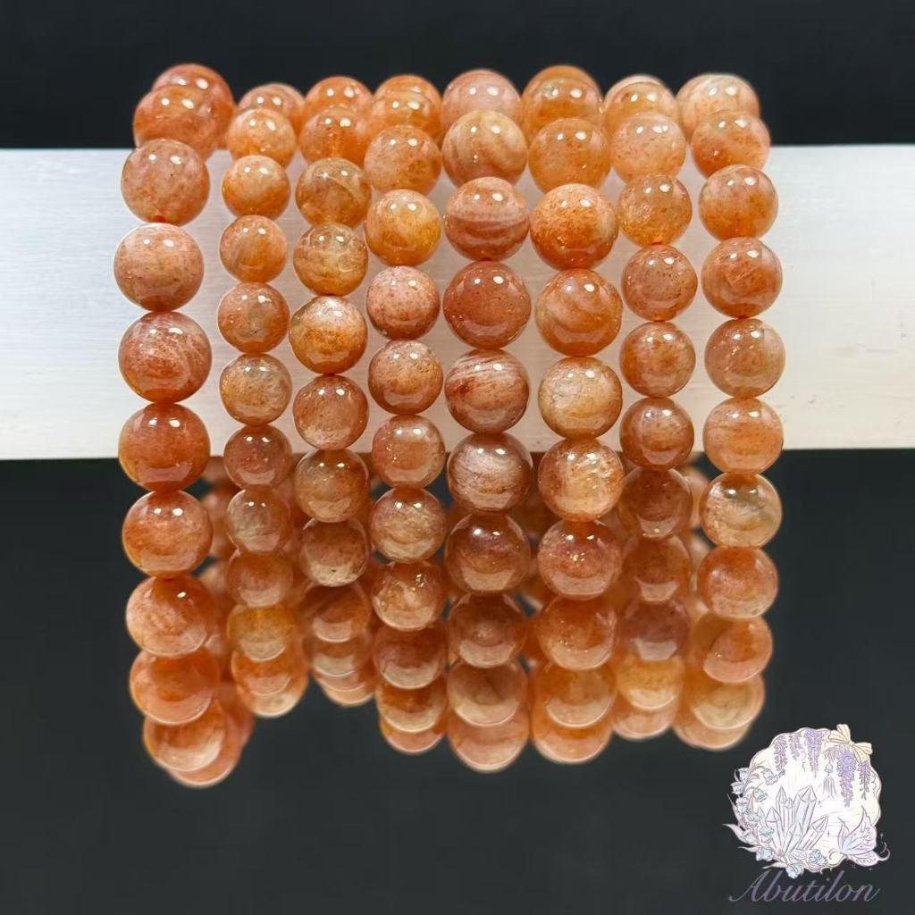 ซันสโตน หินซันสโตน Sunstone สีส้ม แสงสวย กำไลหินแท้ หินแห่งความเชื่อมั่น กำไลข้อมือหินแท้