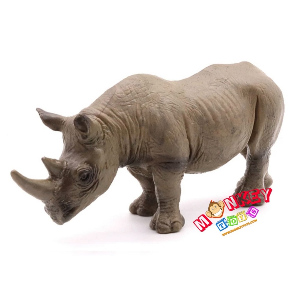 Monkey Toys - โมเดลสัตว์ Rhinos แรด หางตรง ขนาด 14.00 CM (จากหาดใหญ่)