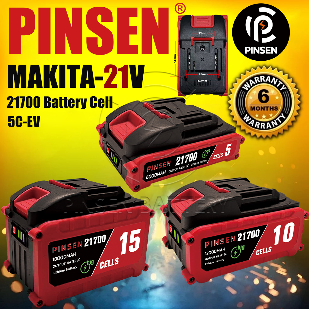 PINSEN 21V 3C 5/10/15เซลล์ 21700 แบตเตอรี่ ความจุแบตเตอรี่ลิเธียมสำหรับ Makita JIAPU Tanzu Battery
