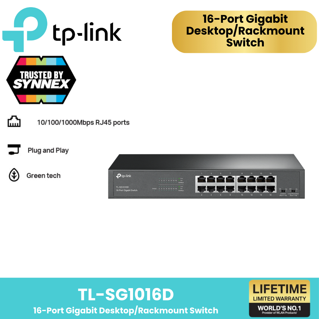 TP-Link ⚡️สวิตซ์ฮับ ⚡️ TL-SG1016D 16 PORTS (สเปก ICT) / TL-SG1024D 24 PORTS GIGABIT PORT 10/100/1000
