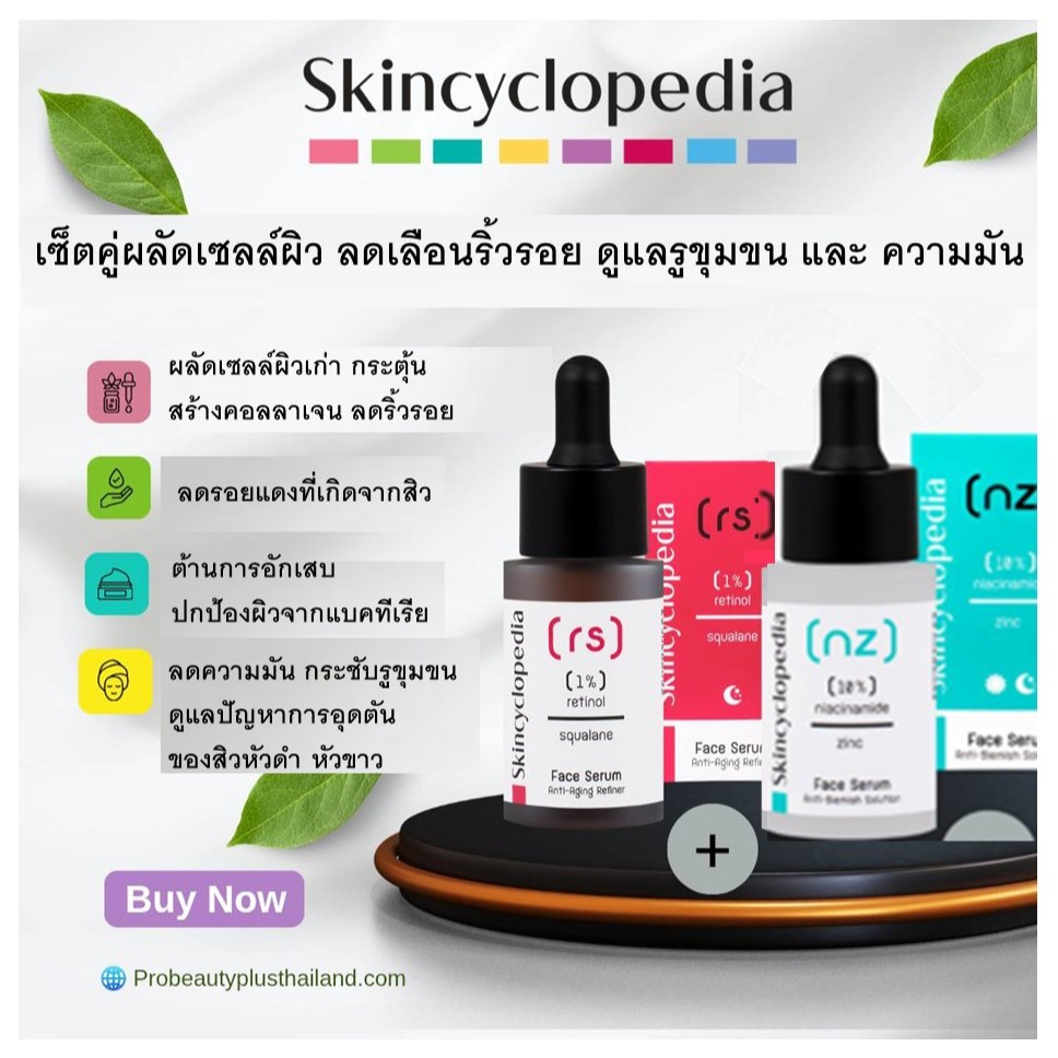 Skincyclopedia SKC_Set B  10% Niacinamide + 1% Zinc 30ml  + 1% Retinol + Squalane 30ml คอลลาเจน ริ้ว