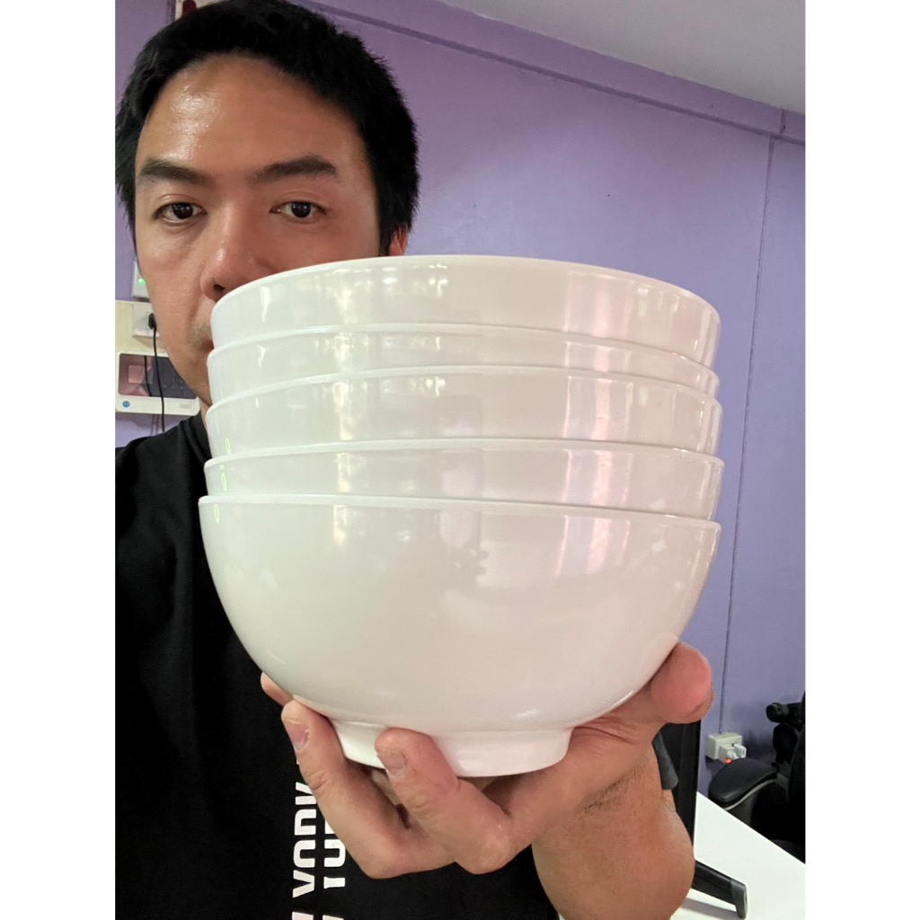 (5ใบ)ชามเมลามีน ชามโคม ขนาด 7 นิ้ว ชามก๋วยเตี๋ยว ถ้วยเมลามีน สีขาวล้วน ออกใบกำกับภาษีได้ ทนความร้อน100องศา