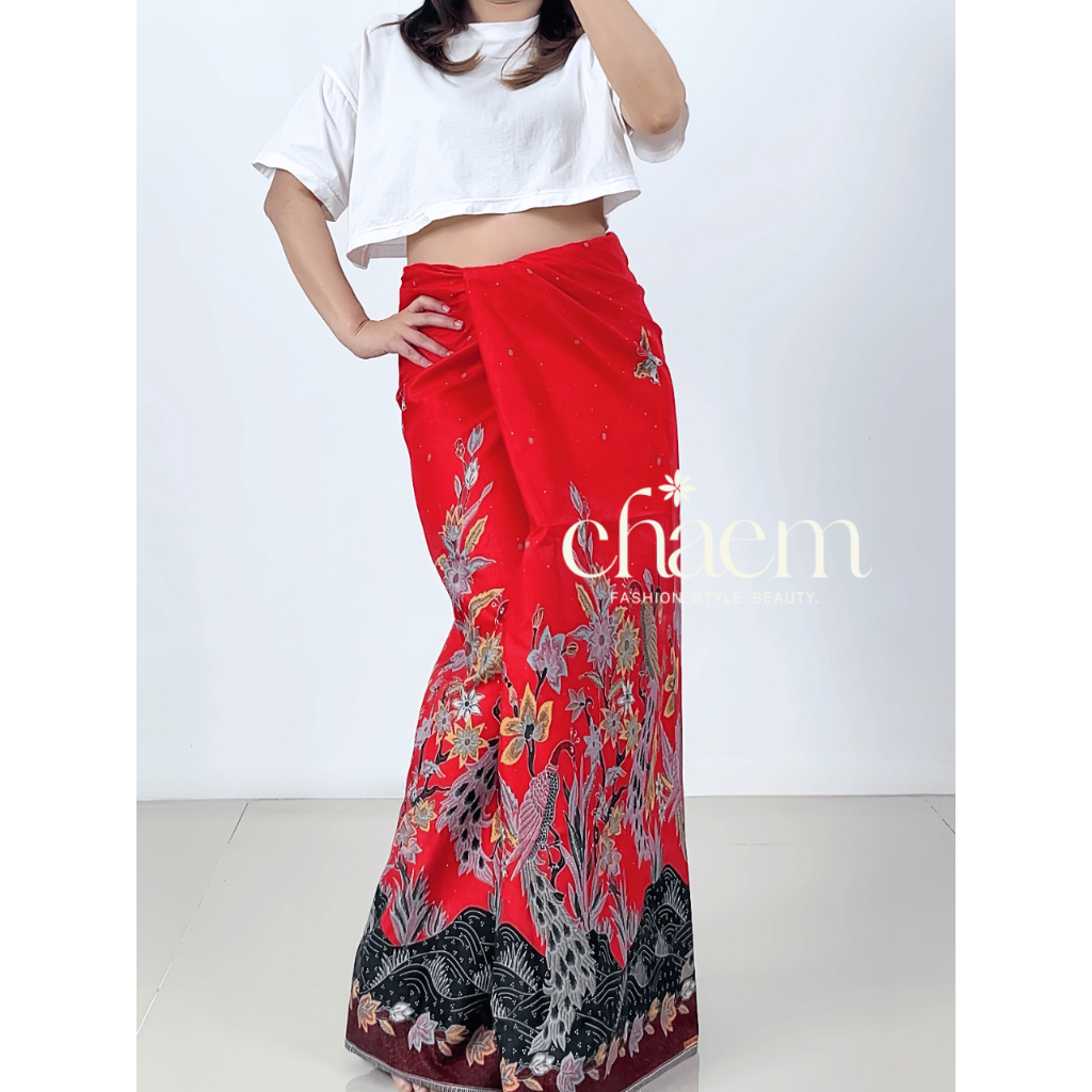 ผ้าถุง ลายดอกไม้ สำเร็จรูป ผ้านิ่ม ซิ่น คุณภาพดี เย็บเรียบร้อยแล้ว ปาเต๊ะ บาติก อินโด ไม่ลื่น ไม่มัน สีชัด สีไม่ตก2 เมตร