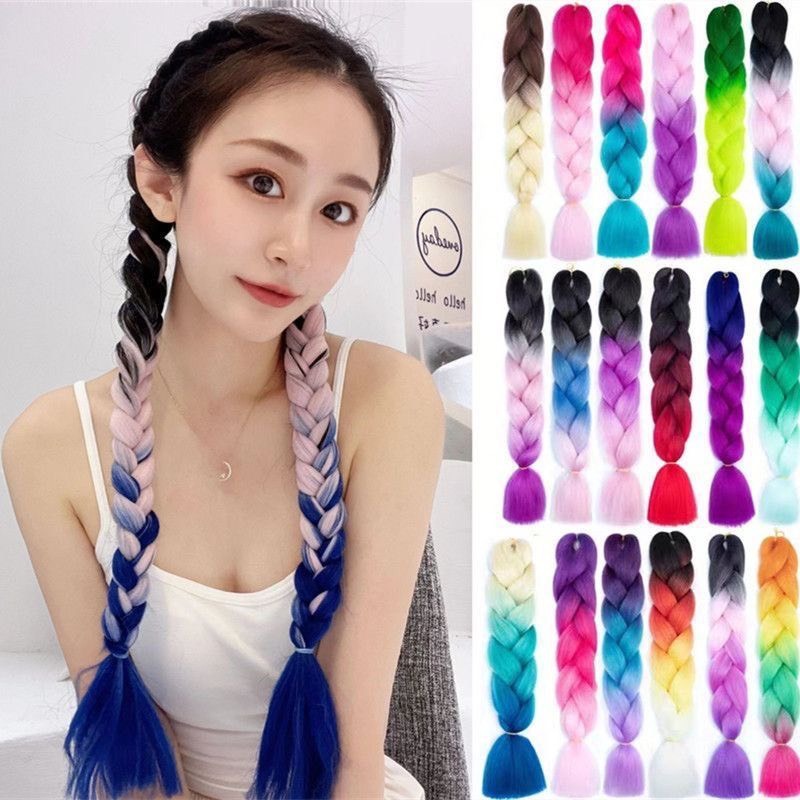 วิกผม ไหมถัก​ ไหมถักเปีย​ยาว60-80CM เป็น ผมเปียแบบใหม่เล่นสงกรานต์  ไหมอย่างดีโดนน้ำได้ เหมือนผมจริง