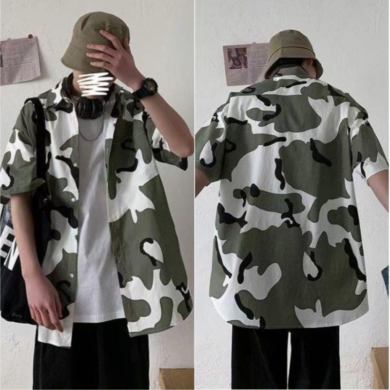 เสื้อลายดอก เสื้อสงกรานต์ ลายพรางเสื้อทะเล  ผ้าไหมอิตาลี ผ้าแห้งไว สีไม่ตกยับยาก ใส่เล่นน้ำ #3017