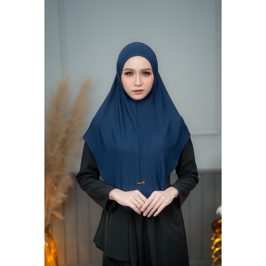 ผ้าคลุมฮิญาบ แบบสวมสำเร็จ ทรงหน้าสวย ใส่ง่ายสุด งานเนื้อผ้ายืดร่องเกรดดี  HM96วาริสมุสลิม