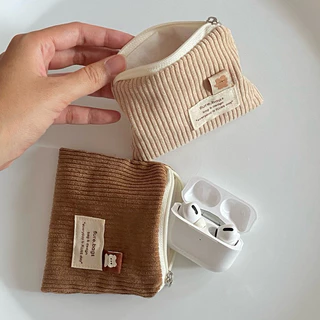 กระเป๋าสตางค์ใส่เหรียญลูกฟูก โทนสีน้ำตาล ครีม ลายหมี🐻 รุ่น bababear flure.bags