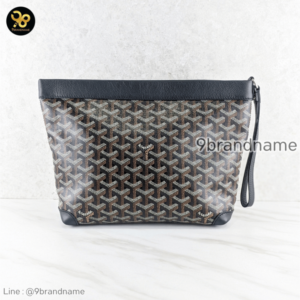 Goyard Conti Pouch Goyardine Canvas, Chevroches Calfskin • Black มือสอง ก่อนสั่งซื้อทักแชทก่อนนะคะ