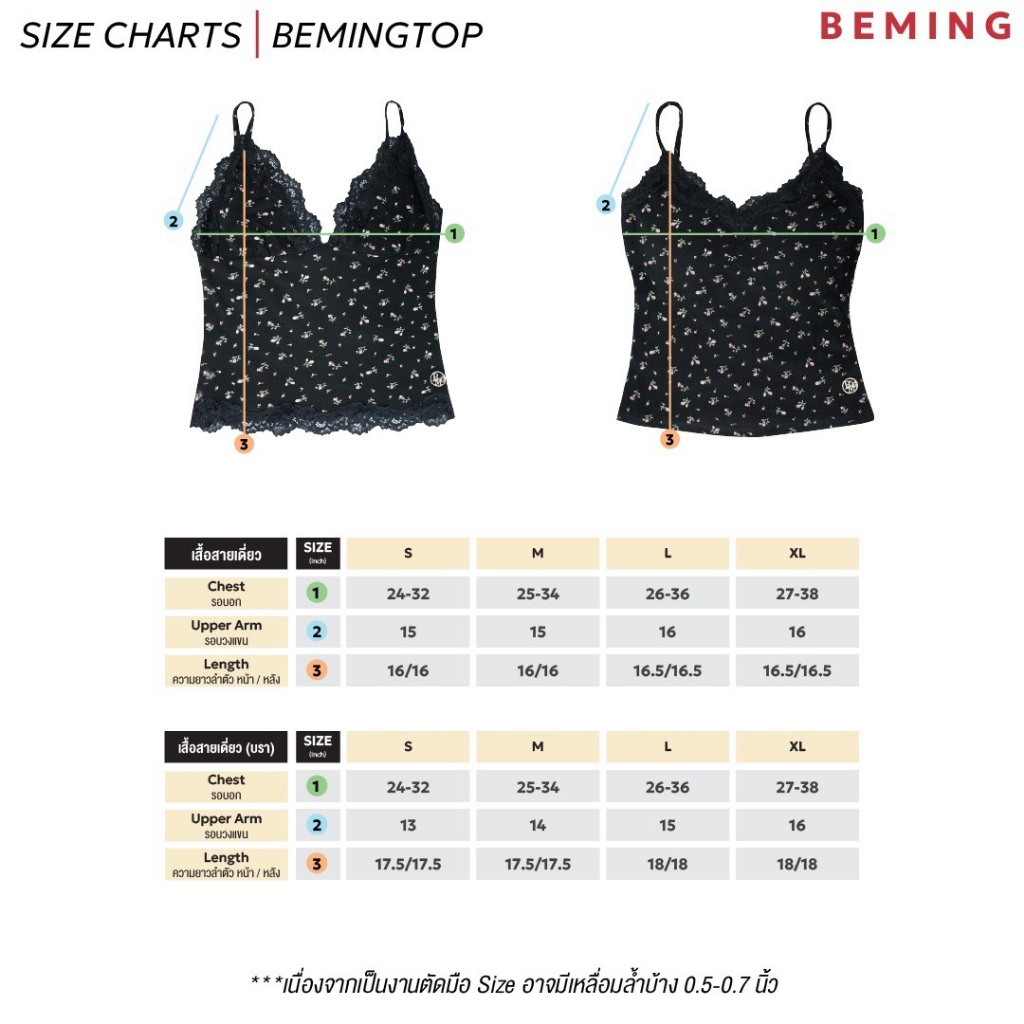 Bemingtop907(S-XL)-BLOSSOM LACE CAMI สายเดี่ยวลูกไม้ลายดอกน่ารักกรุบ! 🖤