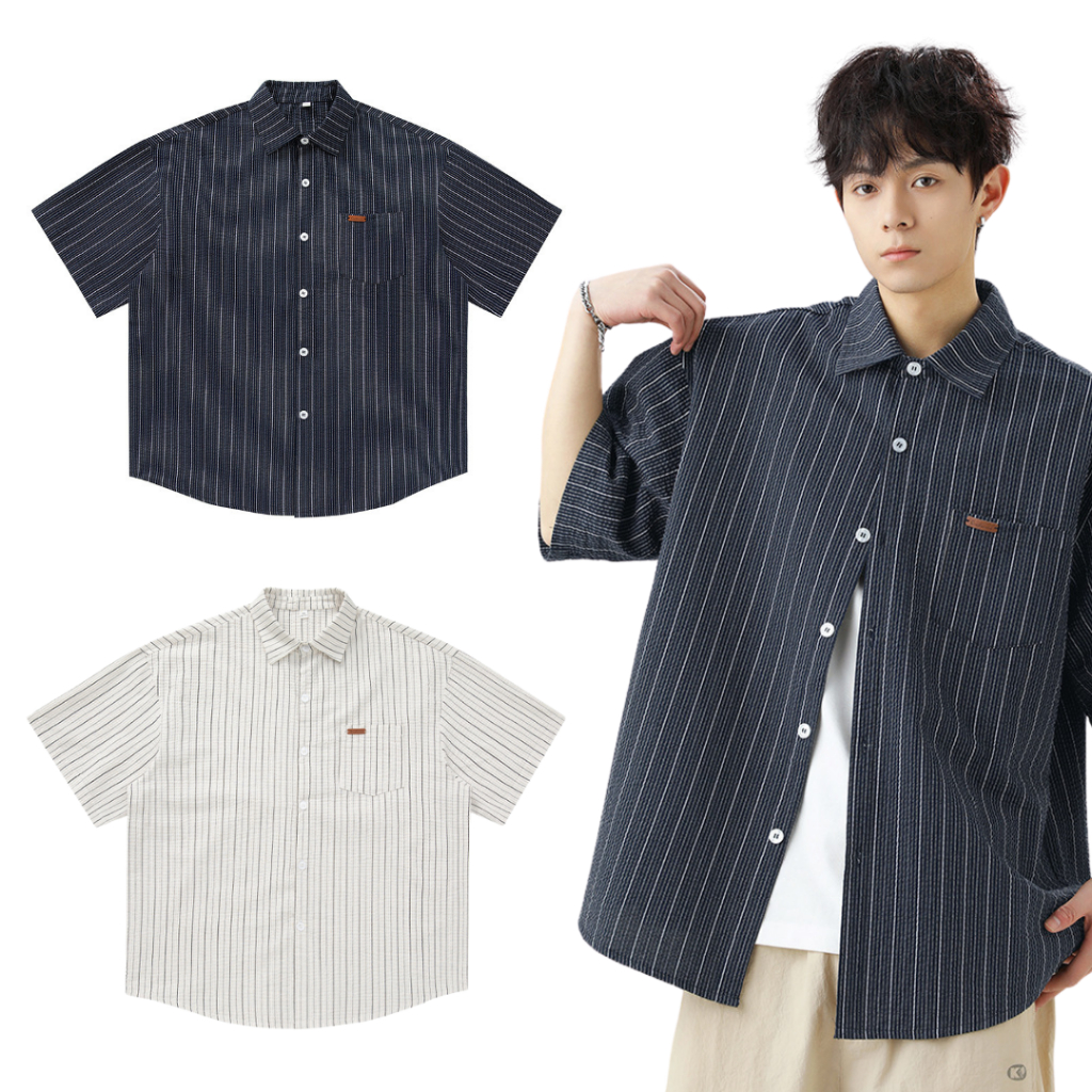 เสื้อเชิ้ตแขนสั้นเกาหลีสีพื้น Premium Korea Shirt Style