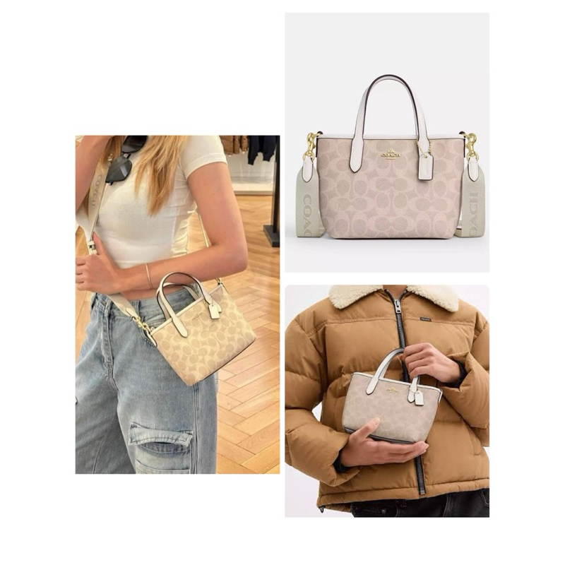 coach City Mini Tote Bag In Signature Canvas CW032 กระเป๋าสะพายข้าง กระเป๋าถือ ใบจิ๋ว 6 นิ้ว ลายซีสี