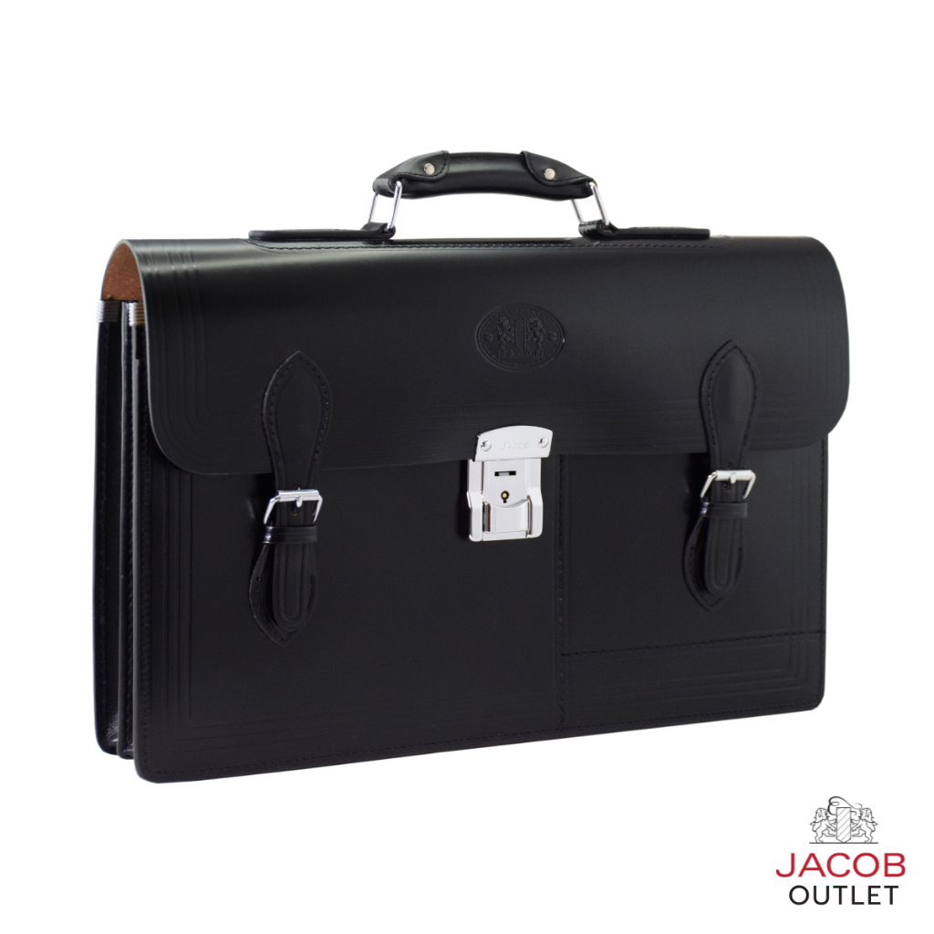 JACOB กระเป๋านักเรียนหนังสีดำ - กระเป๋านักเรียนทำมาจากหนัง - รุ่น 90184