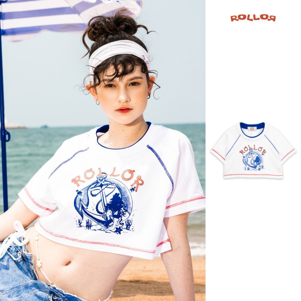 ROLLOR - เสื้อครอป เเขนสั้น รุ่น MERMAID TALE  CROP TOP