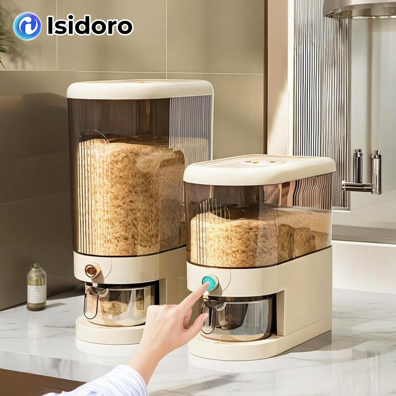 Isidoro เก็บข้าวสาร กล่องข้าวสาร ที่ใส่ข้าวสาร 5 กิโล ถังเก็บข้าวสาร ถัง ใส่ ข้าวสาร 10 กก ป้องกันแมลง