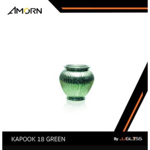 JJGLASS - ( AMORN )  KAPOOK 18 GREEN  -  แจกันแก้ว  แฮนด์เมด สำหรับตกแต่งบ้าน