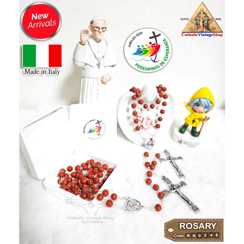 สายประคำ ไม้มะกอกหอม ปีศักดิ์สิทธิ์ 2025 คาทอลิก อิตาลี ITALY Rosary Catholic#RR0241