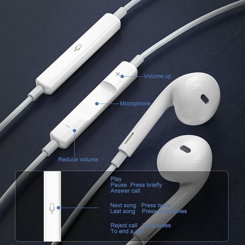 sanmax หูฟังบลูทูธแบบมีสาย i14B เสียงดี มีไมโครโฟนในตัว สำหรับ phone 7 8 x 11 12 13 14 （รับประกัน 3 เดือน） - ภาพย่อย 2