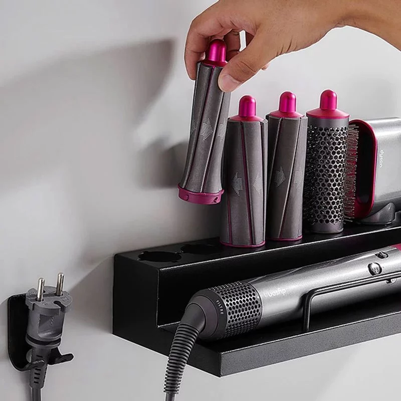 ขาตั้งติดผนังสำหรับ Airwrap Hair Styler for dyson HS05 HS01 และอุปกรณ์เสริม, ชั้นวางของในห้องน้ำ (สีดำ)