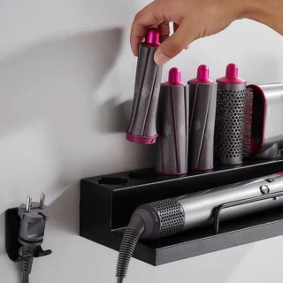 ขาตั้งติดผนังสำหรับ Airwrap Hair Styler for dyson HS05 HS01 และอุปกรณ์เสริม, ชั้นวางของในห้องน้ำ (สีดำ)