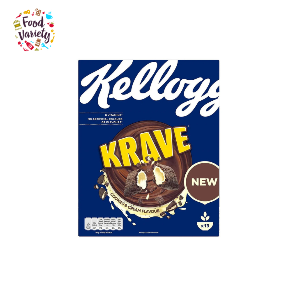 [BestBefore-16Sep2025] Kellogg's Krave Cookies & Cream Breakfast Cereal 375g