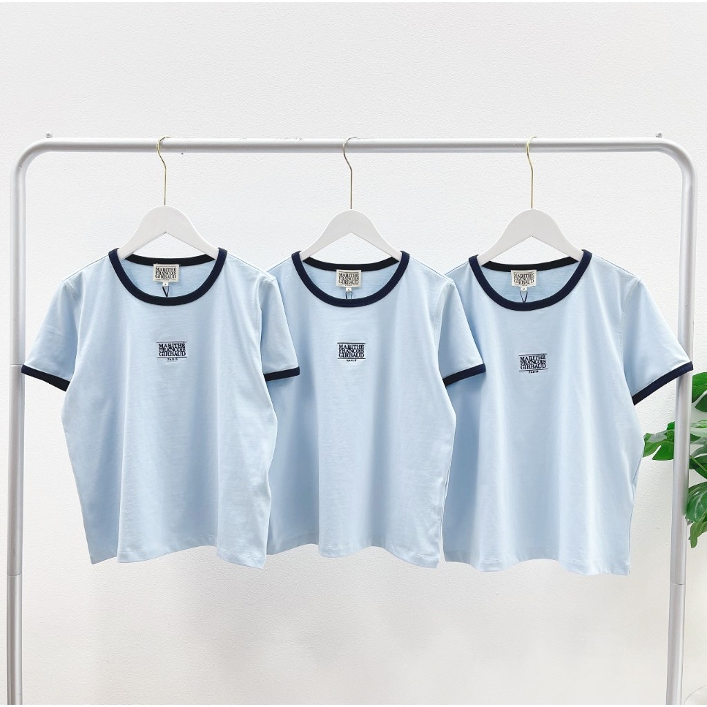 Marithe Classic logo Ringer Tee (Sky Blue)