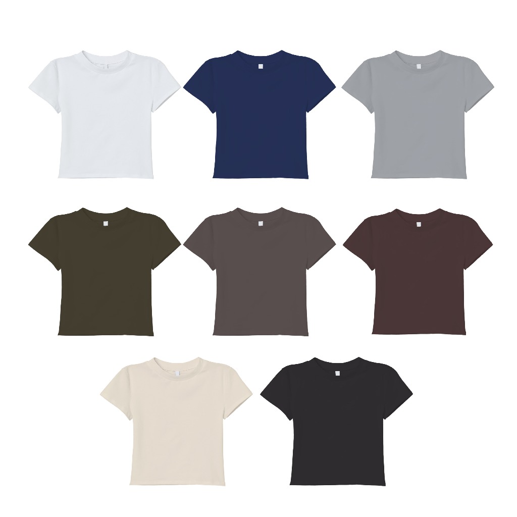เสื้อยืด Baby Tee สีพื้น เสื้อยืดเบบี้ทีเเขนสั้น Earth-tone Cotton 100%