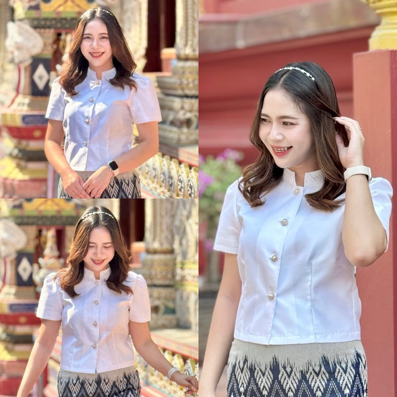 เสื้อคอจีนผ้าไหมนิ่ม อัดกาวทั้งตัวอย่างดี (เสื้ออย่างเดียว) by Raphee