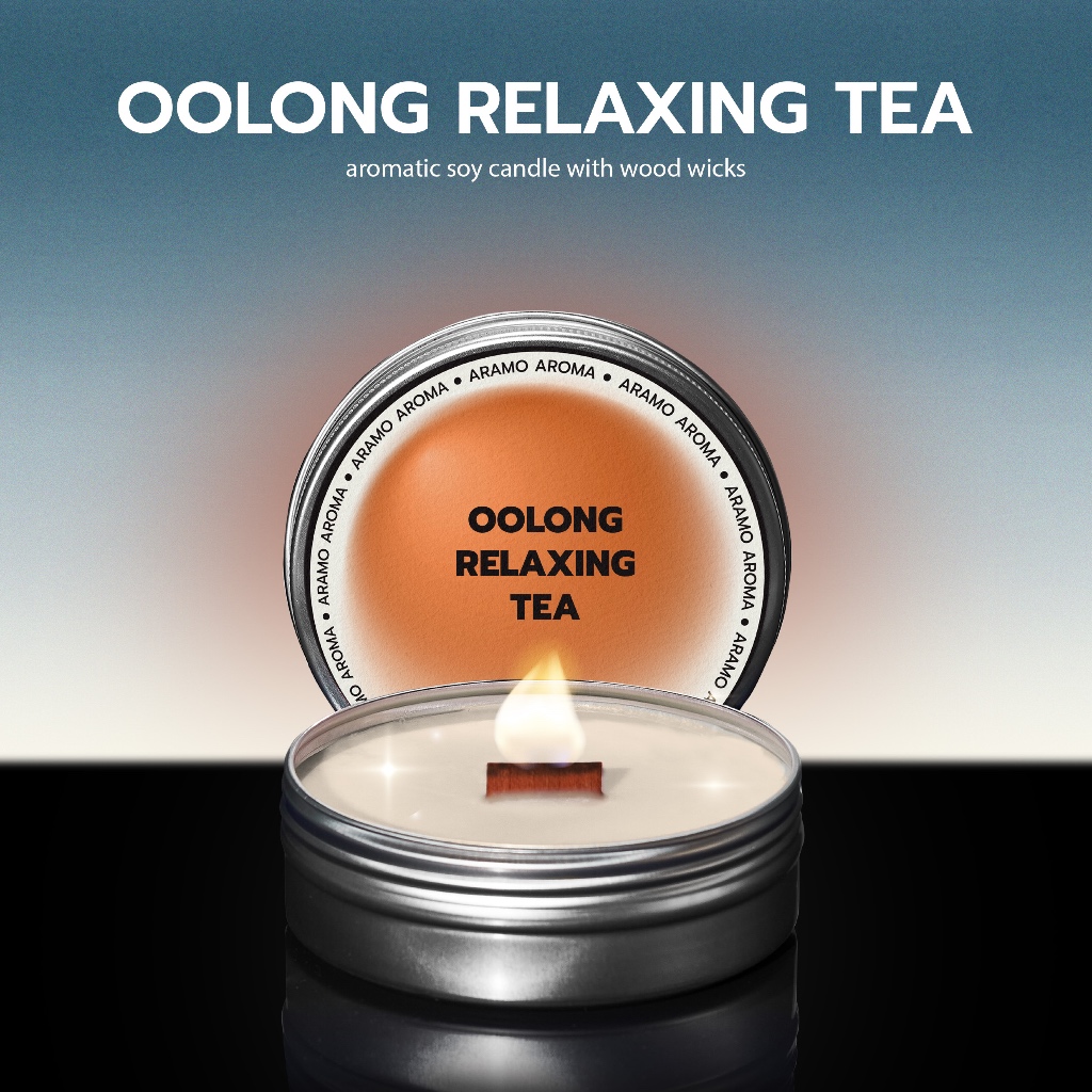 เทียนหอมกลิ่นชาอู่หลง กลิ่นเหมาะกับการจุดอ่านหนังสือ แต่งนิยาย Oolong Relaxing Tea-Aromatic Soy Cand