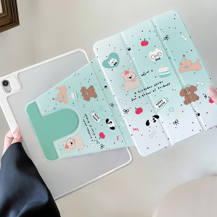 💫พร้อมส่ง💫เคสiPadหมุน 360° แผ่นหลังอะครีลิ Gen9 puppy party Air6/7 เคสไอแพด ใส่ปากกาไ Gen11 - รูปที่ 2