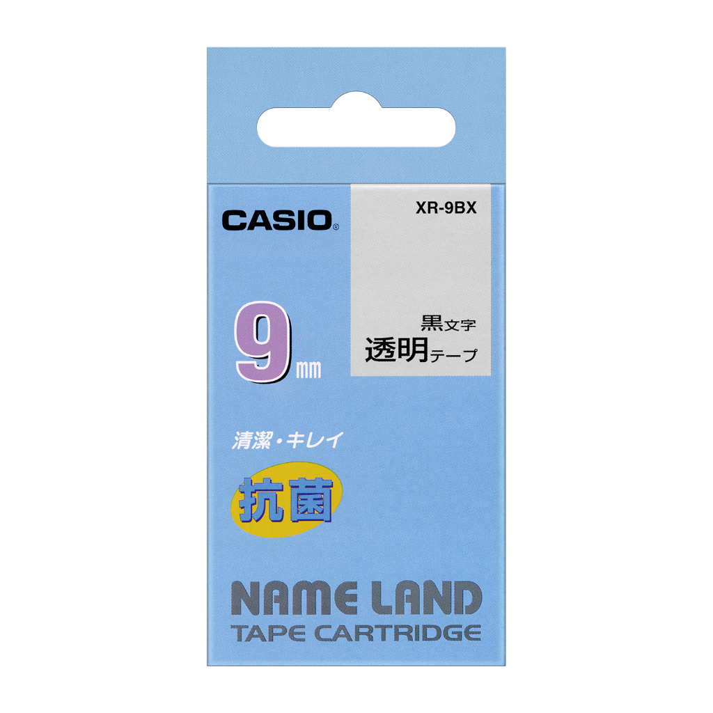 Casio Label Writer Name Land Genuine Tape 9mm XR-9BK Black Letters on Clear