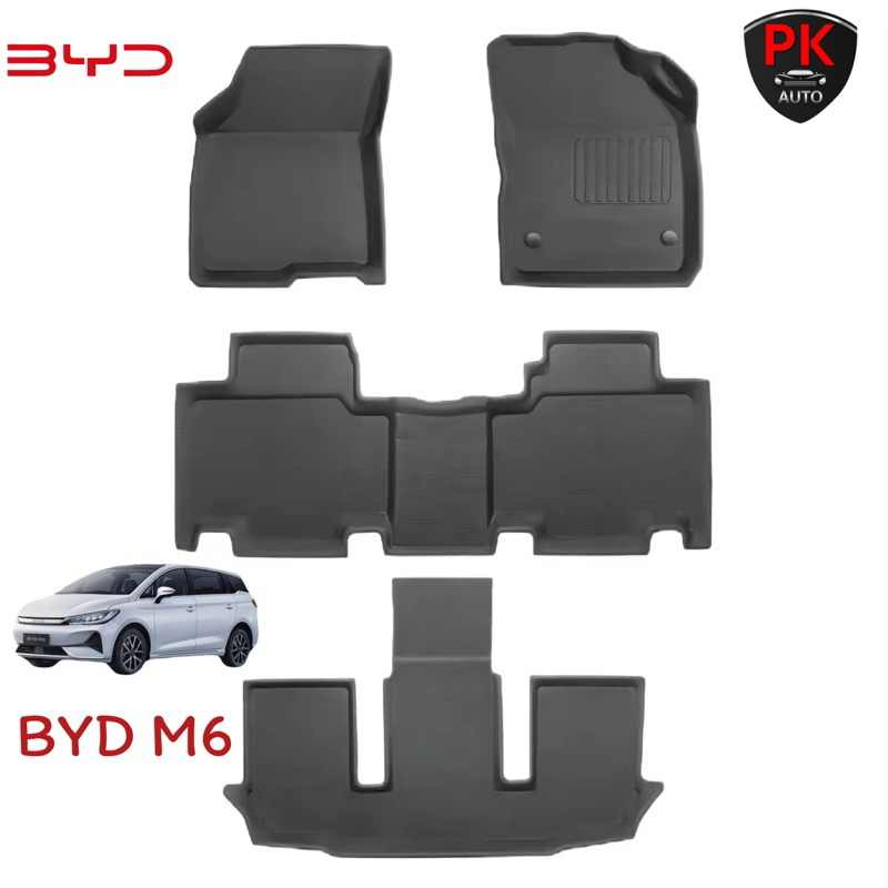 BYD M6 พรมปูพื้นรถยนต์ พรมปูพื้นรถยนต์เข้ารูป พรมปูพื้น 3D สำหรับ BYD M6