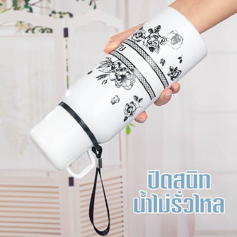 ขวดน้ำเก็บอุณหภูมิ 600ML กระบอกน้ำเก็บอุณหภูมิ ขวดน้ำสแตนเลส ใช้ได้ทั้งน้ำเย็นและน้ำร้อน - รูปที่ 3