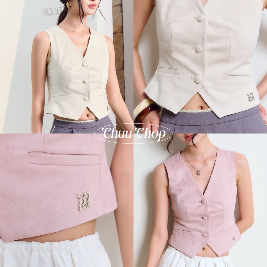 chuuchop(S-XL) Sunbeam Suede Vest เสื้อกั๊กหนังกลับ(C8386)