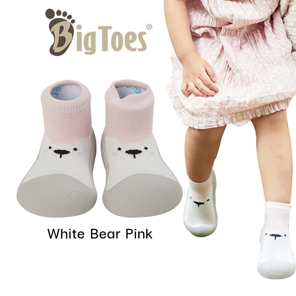 รองเท้าหัดเดิน Bigtoes ลาย White Bear Pink รองเท้าเด็กผู้หญิง จากเกาหลี