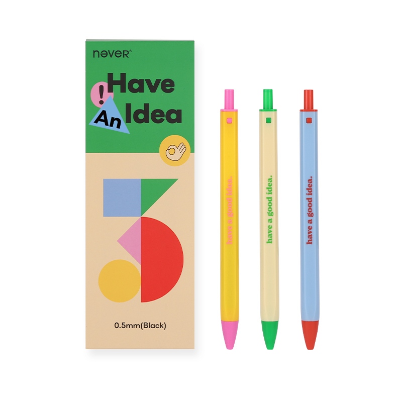 Never Gel Pen Press 3-Pack Air Pen Music Pen 0.5 MM. ปากกาเจล ขนาด 0.5 มม.