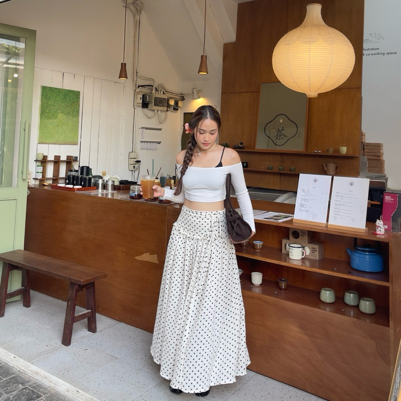 (สินค้าพร้อมส่ง) Perimarma | lil long skirt poka dot กระโปรงยาวลายจุดน่ารักๆ 🫶🏻✨