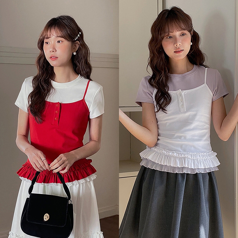 (พร้อมส่ง) Clothestoryy - Roen Camisole เสื้อสายเดี่ยวระบายปลาย // Sweet Dream Tee เสื้อยืด