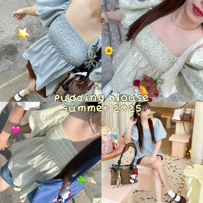 (พร้อมส่ง)  ✂️งานตัดของทางร้าน Pudding bouse เสื้อแขนฟักทองลายดอกไม้