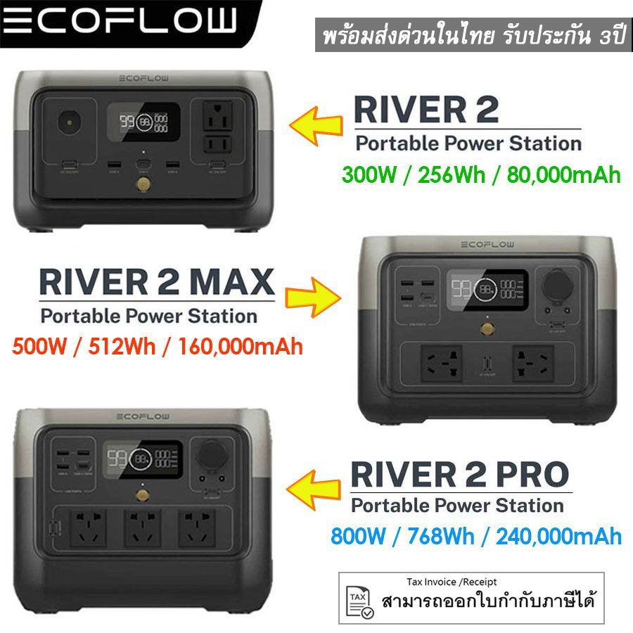 E-COFLOW RIVER 2 / MAX / PRO Portable Power Station เครื่องสำรองไฟแบบพกพา (รับประกัน 3ปี)