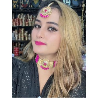 ชุดสร้อยคอต่างหูและหน้าผากอินเดีย ชุดโชคเกอร์ งานพลาสติก  สิ…