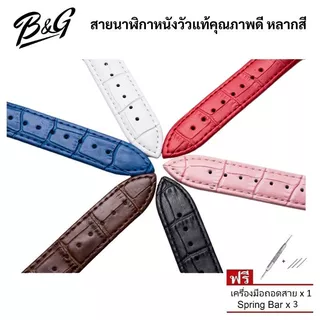 สายนาฬิกาหนังวัวแท้คุณภาพดี หลากสี แถมฟรี เครื่องมือถอดสายและสปริงบาร์ (สินค้าส่งไวพร้อมส่งจากไทย)