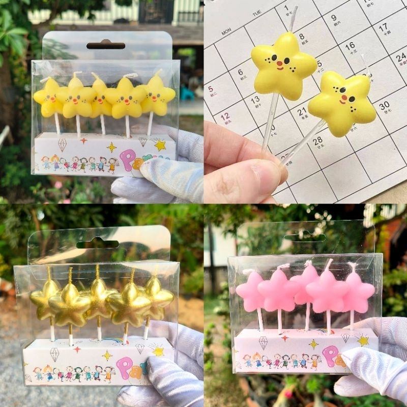 เทียนวันเกิดดาวA 5ชิ้น/ชุด(พร้อมส่ง)